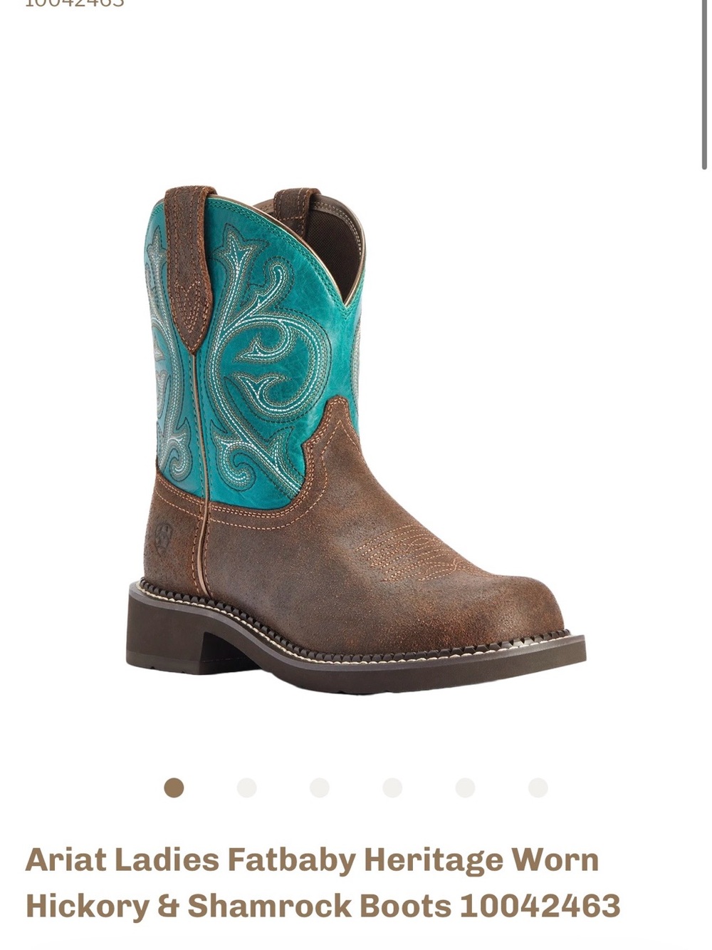 Ariat Ladies Fatbaby Heritage Worn Hickory & Shamrock Boots Sz 7 - Picture 7 of 7